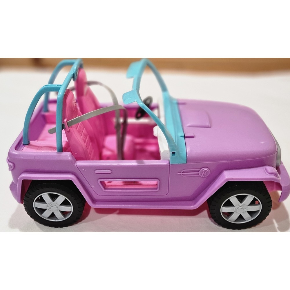 Barbie Pink Jeep SUV Doll Car Mattel Convertible Vehicle w/ Seats &‎ Steering...